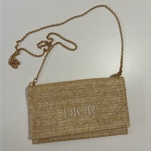Authentic Christian Dior Beauty Straw Raffia Pouch converted to crossbody Bag